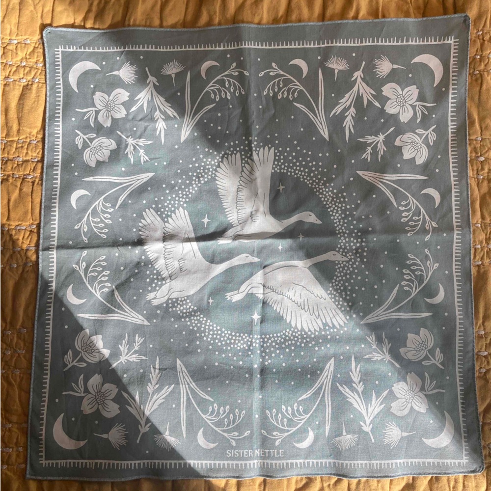 Sister Nettle blockprinted geese bandana